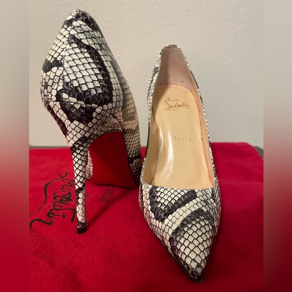 Louboutin Kate python heels 100mm black & white 37.5 - Picture 8 of 8